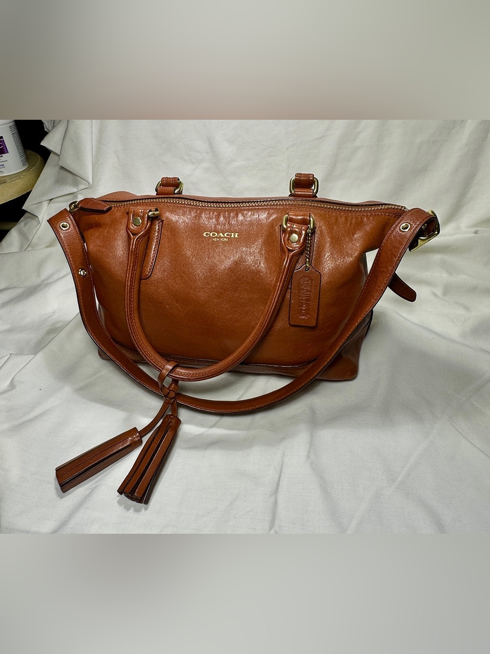Coach Legacy Molly East West Cognac Leather Satchel Shoulder Bag